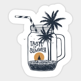 Beach In Cocktail Jar. Taste Of Summer. Double Exposure Style Sticker